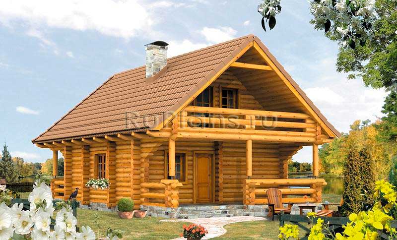 Проект одноэтажного деревянного дома с мансардой ЛСП148