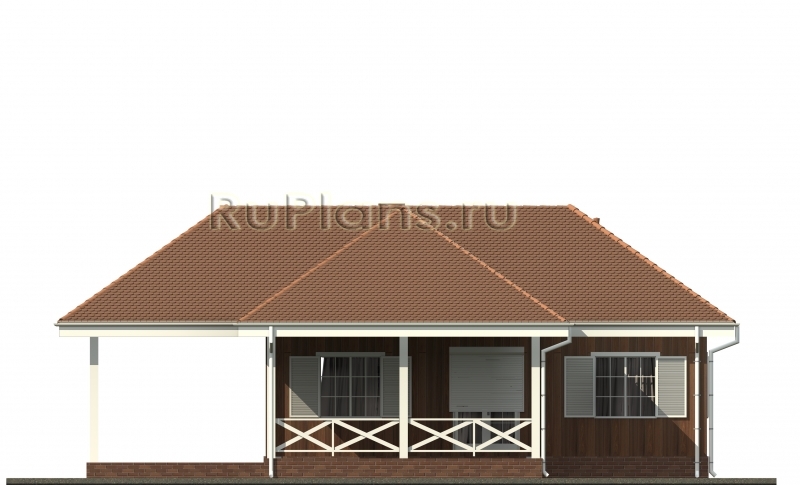 Одноэтажный дом с террасой и навесом ЛСП5034